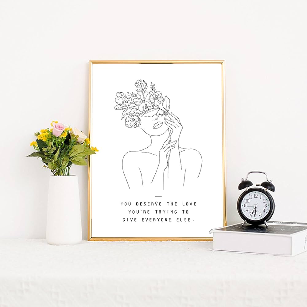 ★ORIGINALアート YOU DESERVE LOVE Canvas Painting You Deserve Love Quotes Art Print Minimalist
